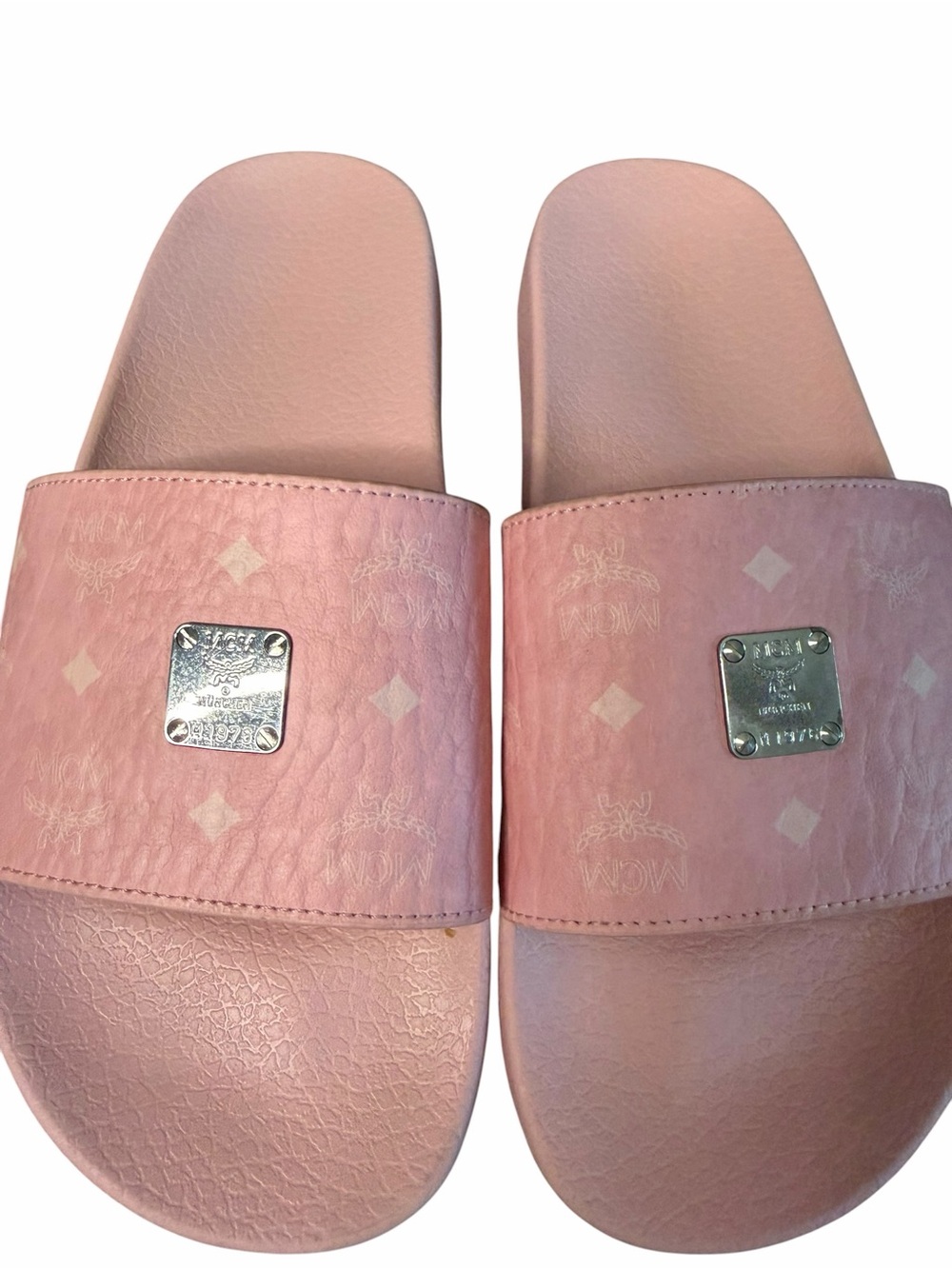 MCM Pink Visetos Slides Sandals Soft Pink (A823) - Picture 4 of 9